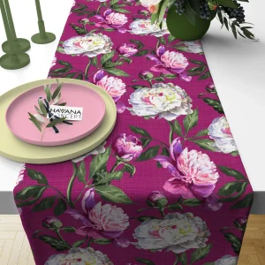 Runner da tavola floreale con peonie
