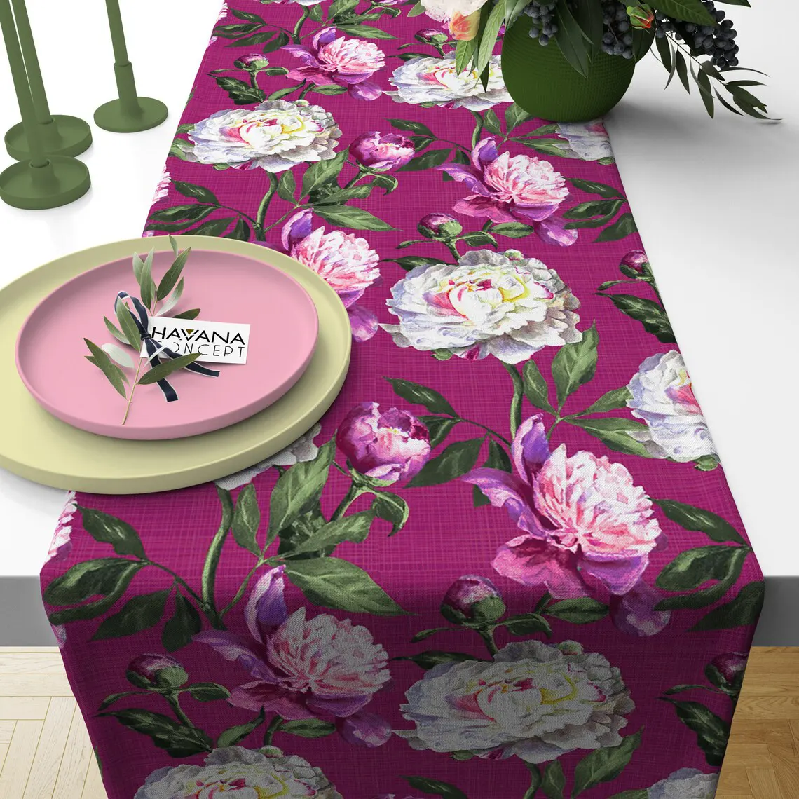 Peony Floral Table Runner