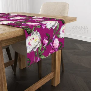 Runner da tavola floreale con peonie