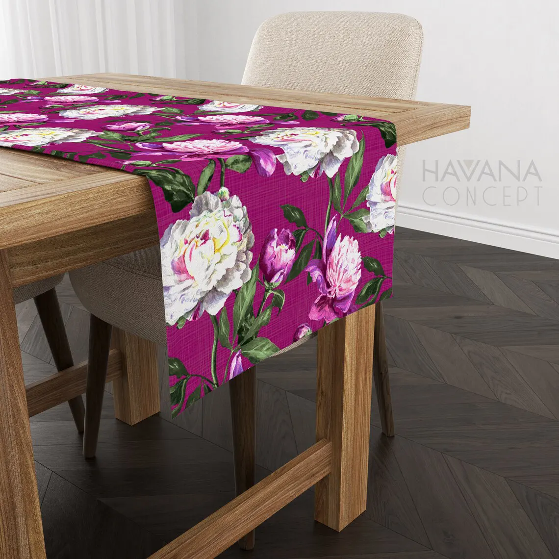 Peony Floral Table Runner