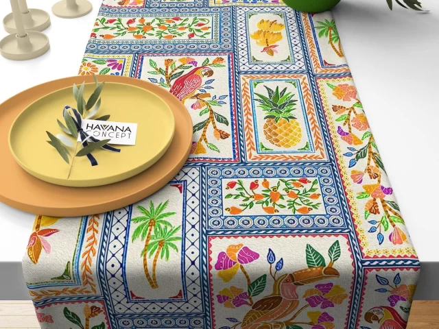 Persian Tiles and Birds Table Runner