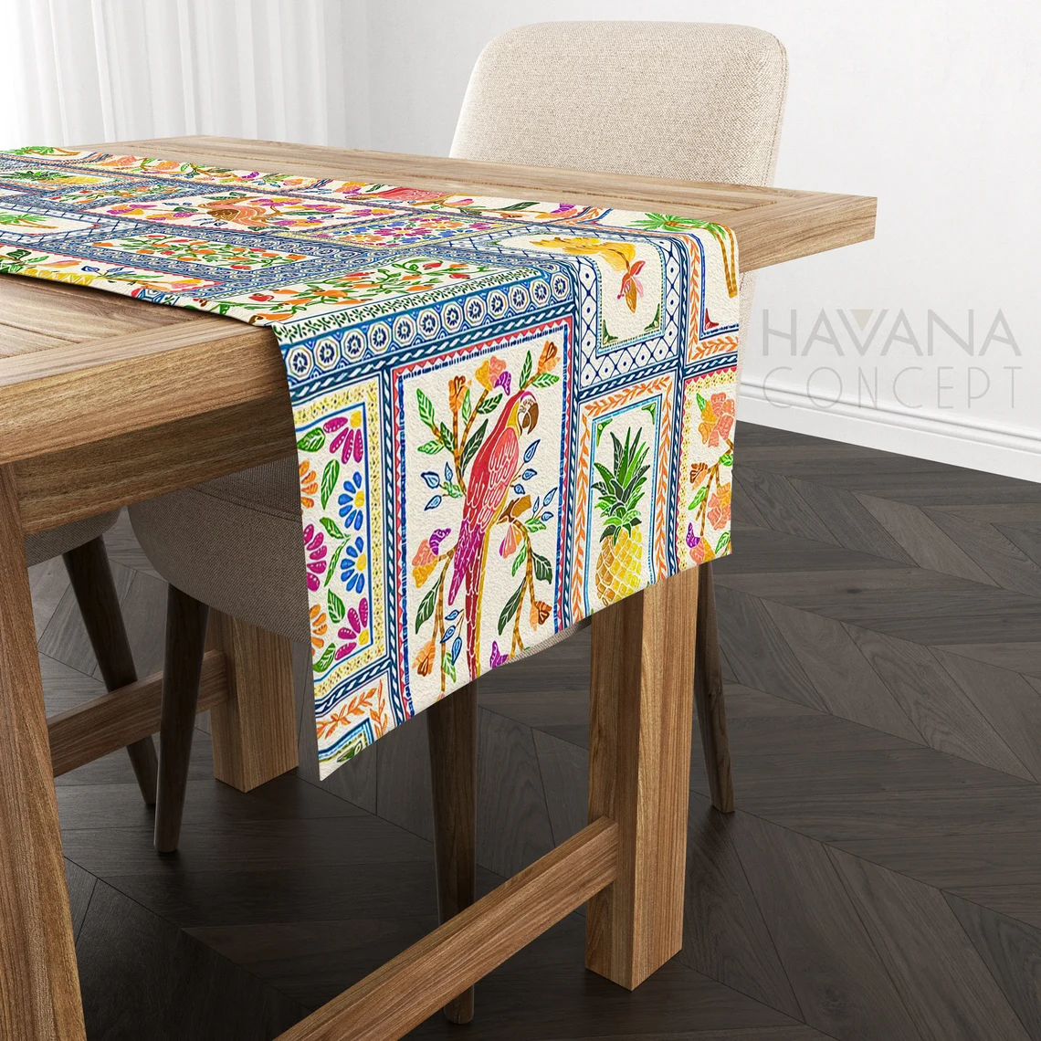 Persian Tiles and Birds Table Runner