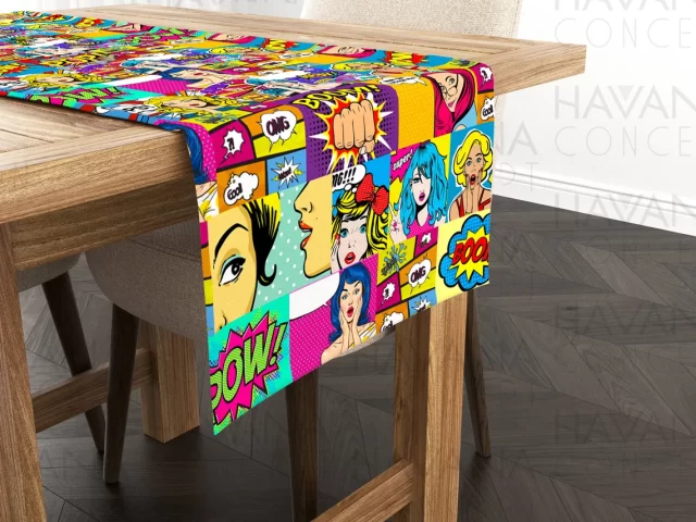 Pop Art Comic Book Table Runner