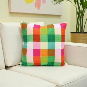 Rainbow Gingham Pillow Cover