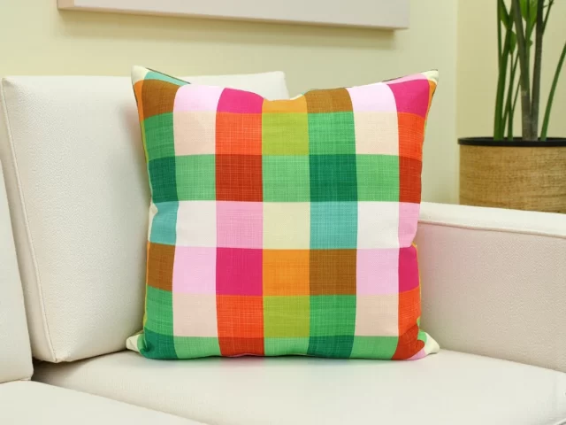 Rainbow Gingham Pillow Cover