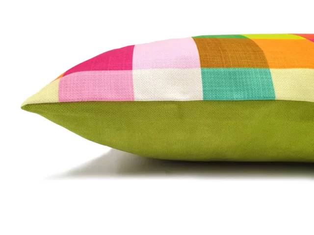 Rainbow Gingham Pillow Cover