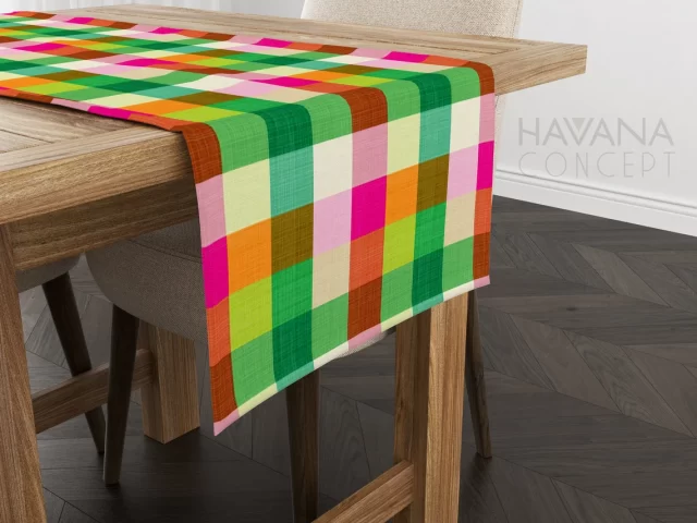 Rainbow Gingham Table Runner