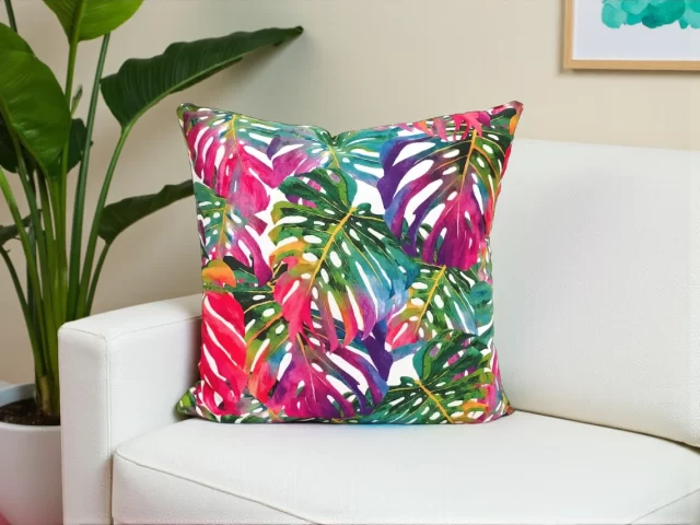 Rainbow Monstera Pillow Cover