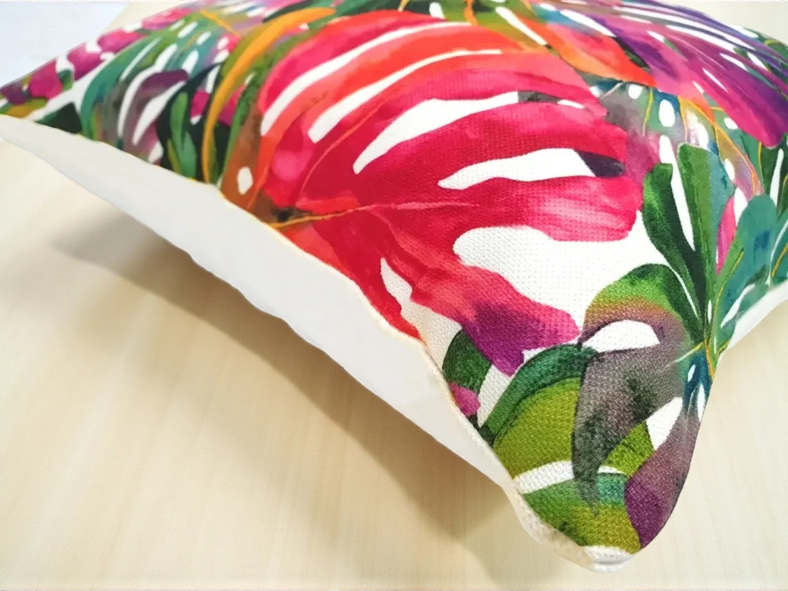 Rainbow Monstera Pillow Cover