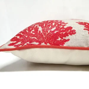 Red Coral Reef Piped Pillow Cover