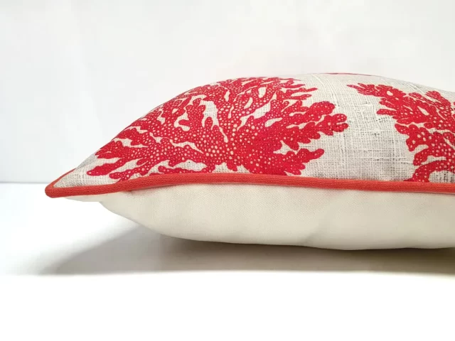 Red Coral Reef Piped Pillow Cover