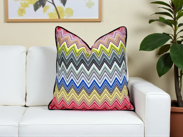 Retro Chevron Zigzag Piped Pillow Cover