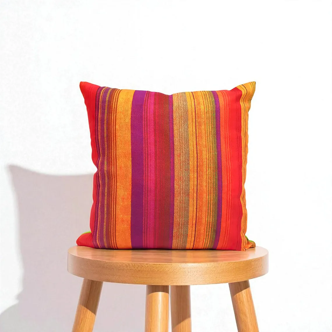Retro Orange Unbalanced Stripe Pillow Cover