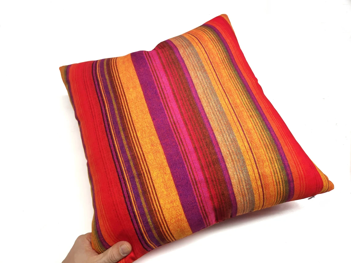 Retro Orange Unbalanced Stripe Pillow Cover