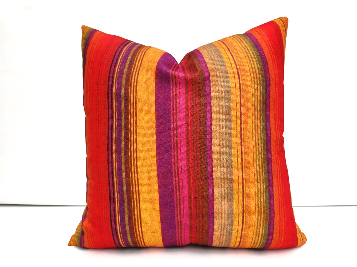 Retro Orange Unbalanced Stripe Pillow Cover