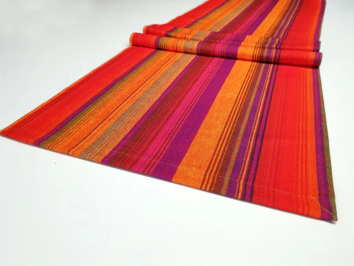Retro Orange Unbalanced Stripe Table Runner