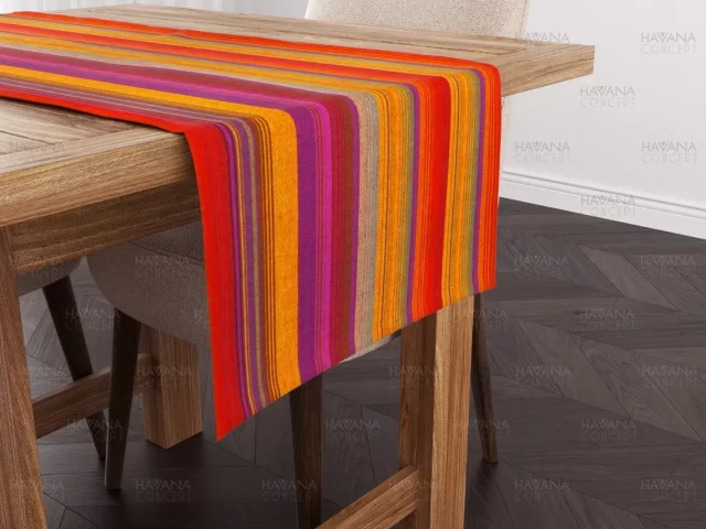 Retro Orange Unbalanced Stripe Table Runner