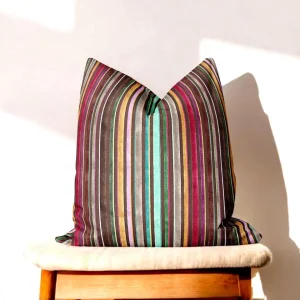 Retro Rainbow Striped Pillow Cover