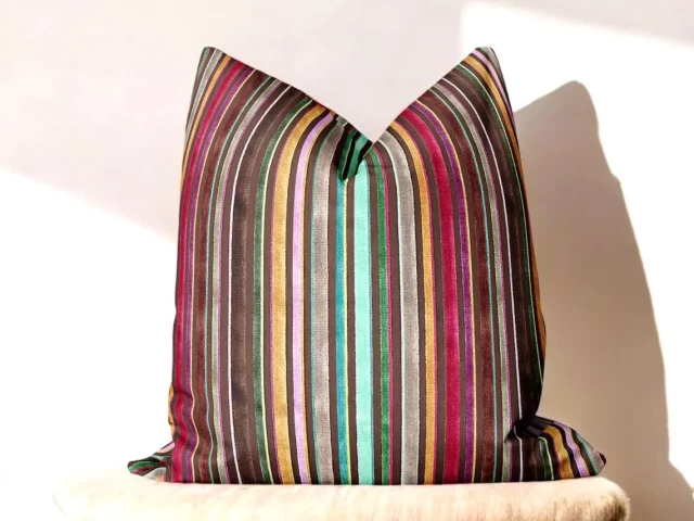 Retro Rainbow Striped Pillow Cover