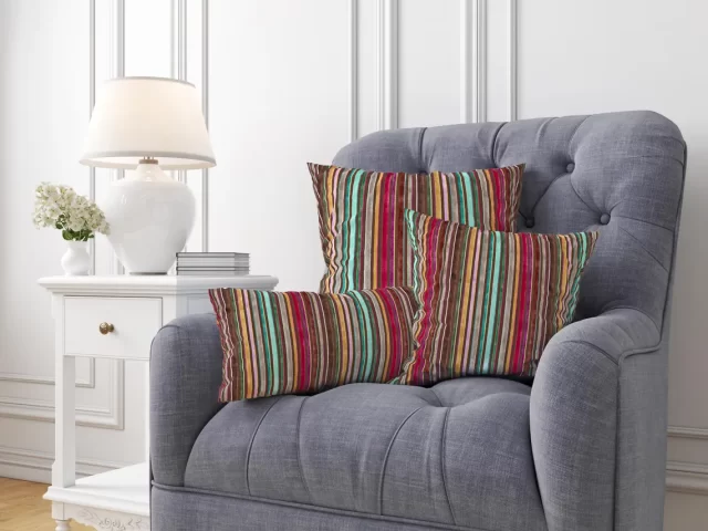 Retro Rainbow Striped Pillow Cover