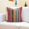 Retro Rainbow Stripe Piped Pillow Cover