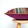Retro Rainbow Stripe Piped Pillow Cover