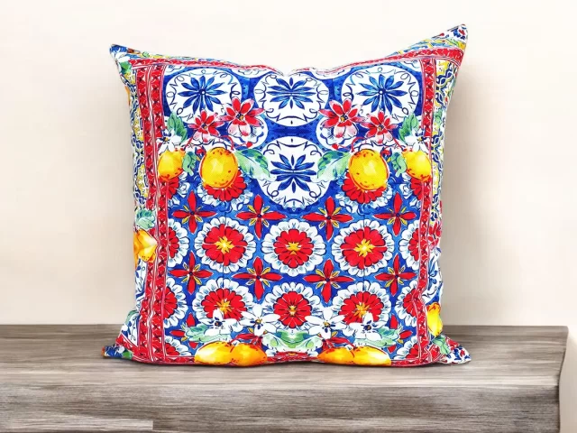 Sicilian Tiles Italian Lemons Pillow Cover