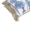 Soft Blue Retro Damask Tassel Pillow Cover