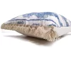 Soft Blue Retro Damask Tassel Pillow Cover