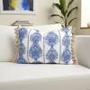 Soft Blue Retro Damask Tassel Pillow Cover