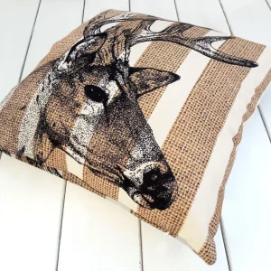 Stripes and Deer Pillow Cover