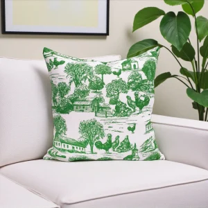Green Vintage Country Life Pillow Cover