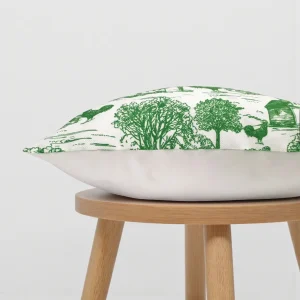 Green Vintage Country Life Pillow Cover