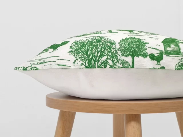 Green Vintage Country Life Pillow Cover