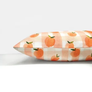 Watercolor Apricots Gingham Pillow Cover
