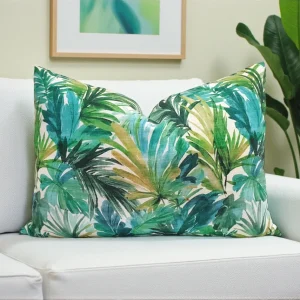 Watercolor Tropical Palm Leaves Pillow Cover