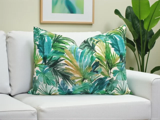 Watercolor Tropical Palm Leaves Pillow Cover