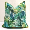Watercolor Tropical Palm Leaves Piped Pillow Cover