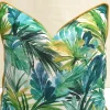 Watercolor Tropical Palm Leaves Piped Pillow Cover