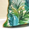 Watercolor Tropical Palm Leaves Piped Pillow Cover