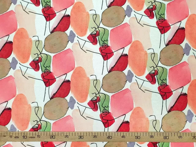 Watercolor Woman Portrait Silhouette Fabric