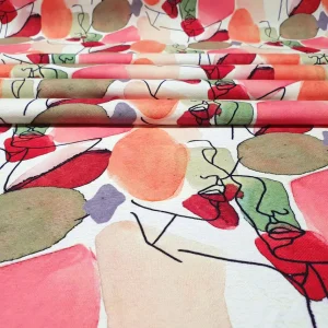 Watercolor Woman Portrait Silhouette Fabric