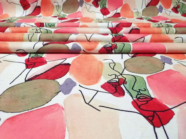 Watercolor Woman Portrait Silhouette Fabric