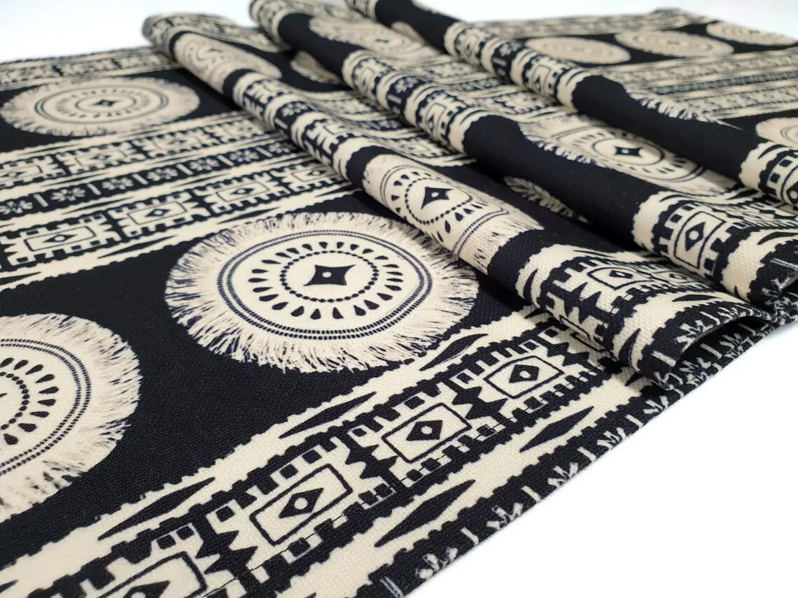 White Beige Mandala Table Runner