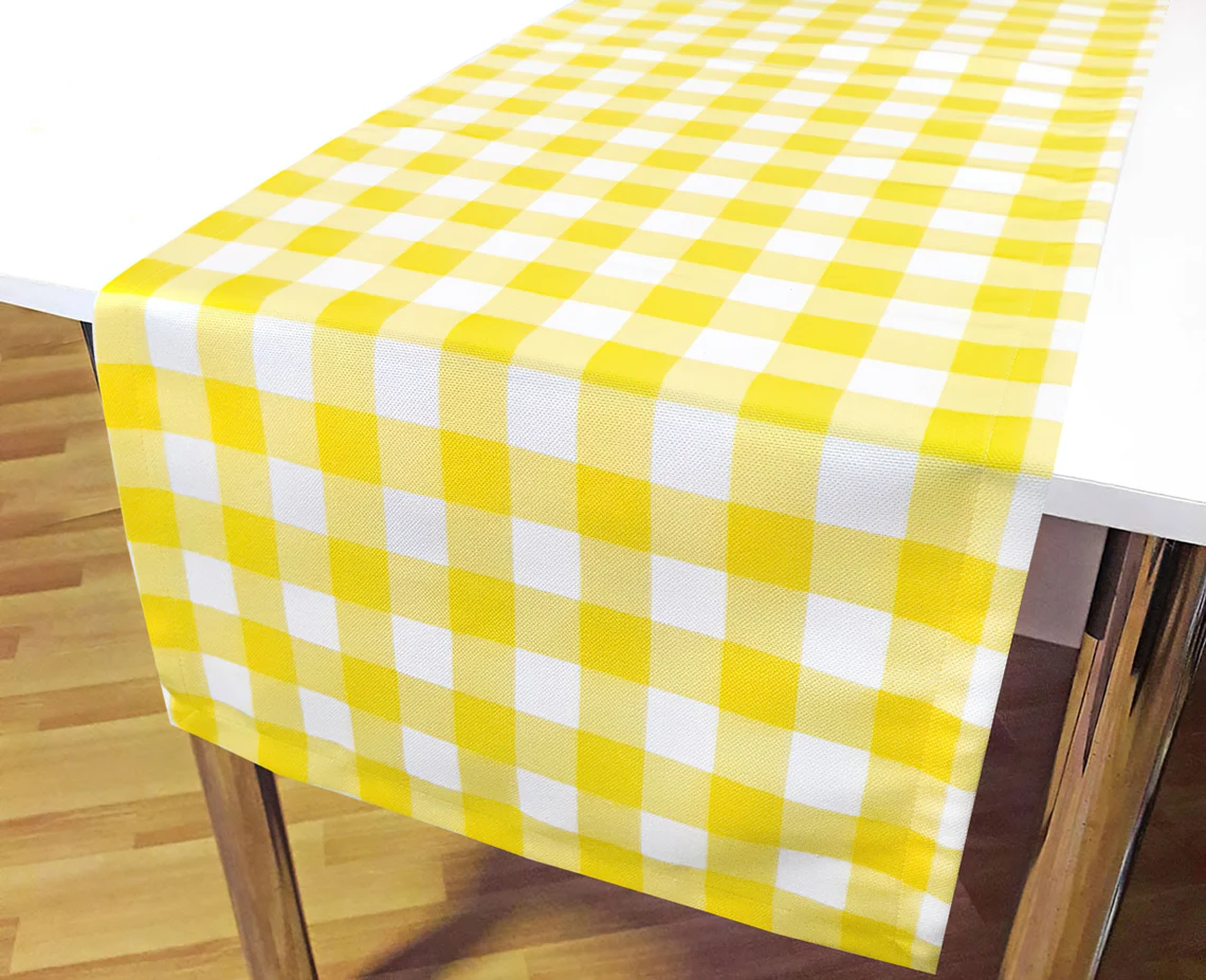 Runner da tavola a quadretti gialli