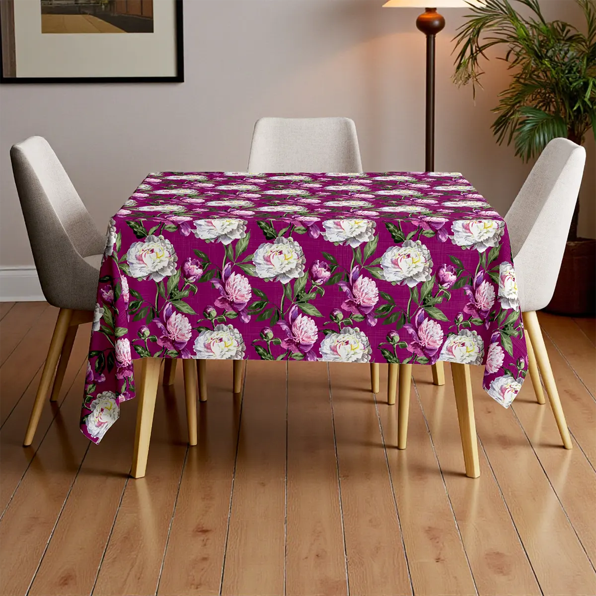 Peony Floral Print Tablecloth