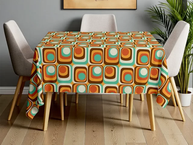 Retro Mid-Century Geometric Tablecloth