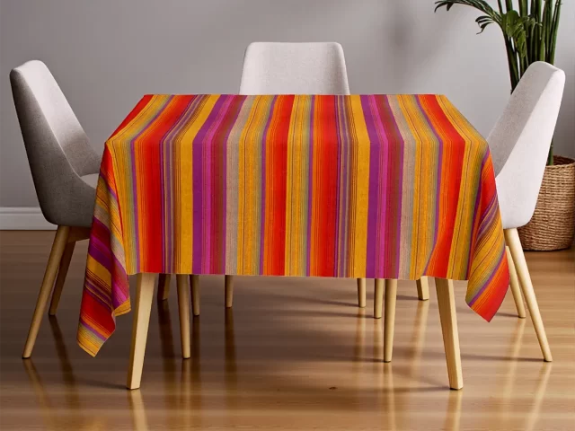 Retro Orange Unbalanced Stripe Print Tablecloth