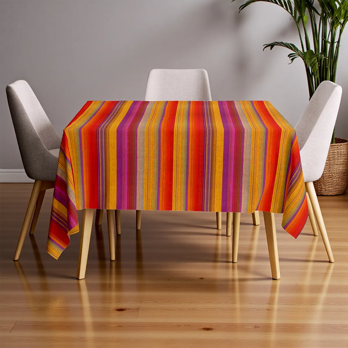 Retro Orange Unbalanced Stripe Print Tablecloth