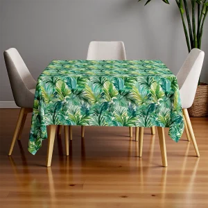 Watercolor Tropical Palm Leaves Print Tablecloth